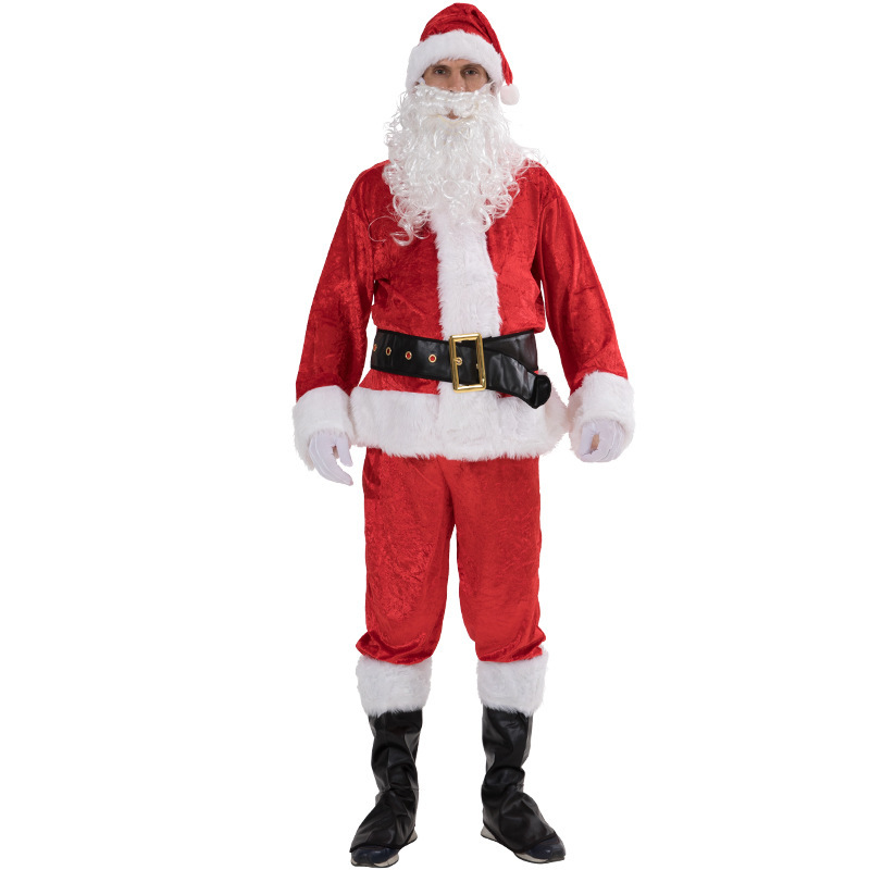 plus size Christmas suit classic 7 piece set luxury brick and stone velvet Santa Claus suit_voghion.com