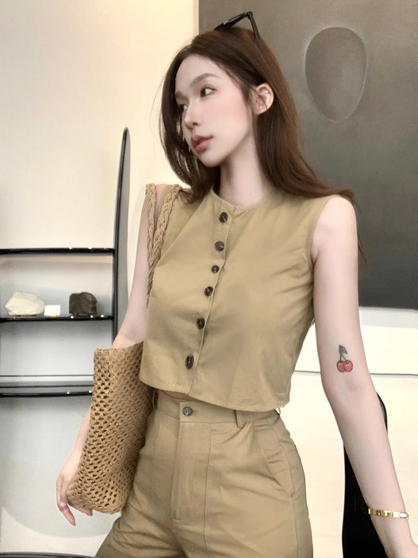 【ミラノ芸術館】老銭調二着気質が痩せているベスト女性2025夏フランス式ワイドパンツセット|undefined