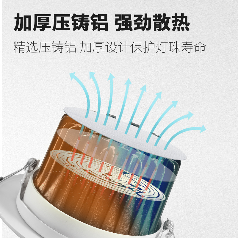 LED Spotlight incrustado cob downlight techo 5cm hogar 75mm comercial 5W12W concentrador ojo de buey