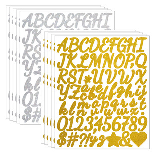Cross Border Glitter Letter Sticker 1.5 Inch Handwritten Doctor Hat Gift DIY Decoration Gold Powder Glitter Letter Sticker