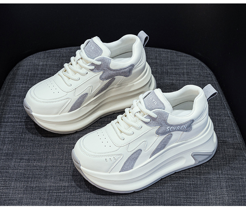 Giày sneaker nữ đế dày tăng chiều cao phong cách A-Gan mới thu đông 2025 — M2918 màu xám, M2918 màu vàng, M2918 màu xanh chi tiết 28