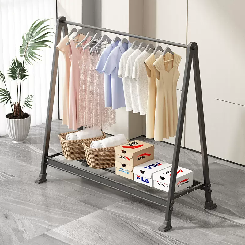 晾衣架落地卧室可移动挂衣架家用室内多功能衣服收纳架置物衣帽架