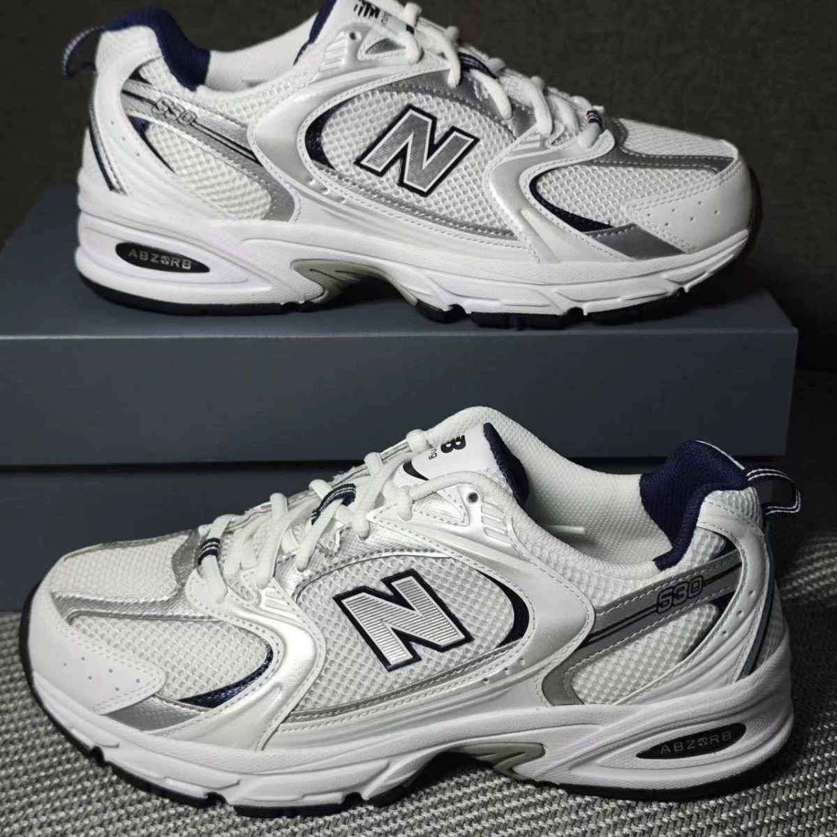 Cross-Border Putian Nb530 Classic Silver Gray Mesh Casual Versatile Unisex Breathable Sports Outdoor Shoes