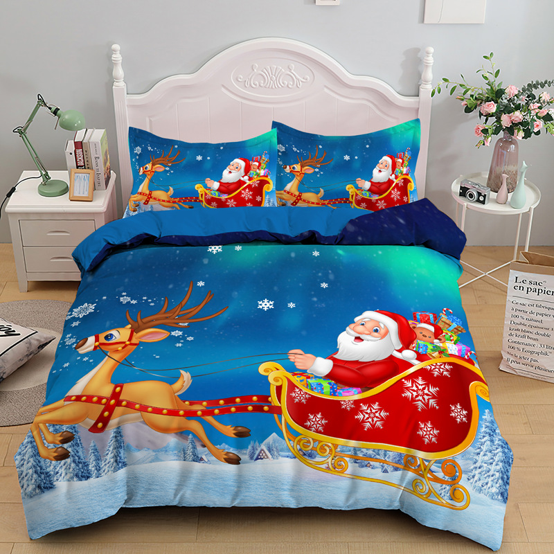 Nantong 3D digital printed Santa Claus three piece bedding set_voghion.com