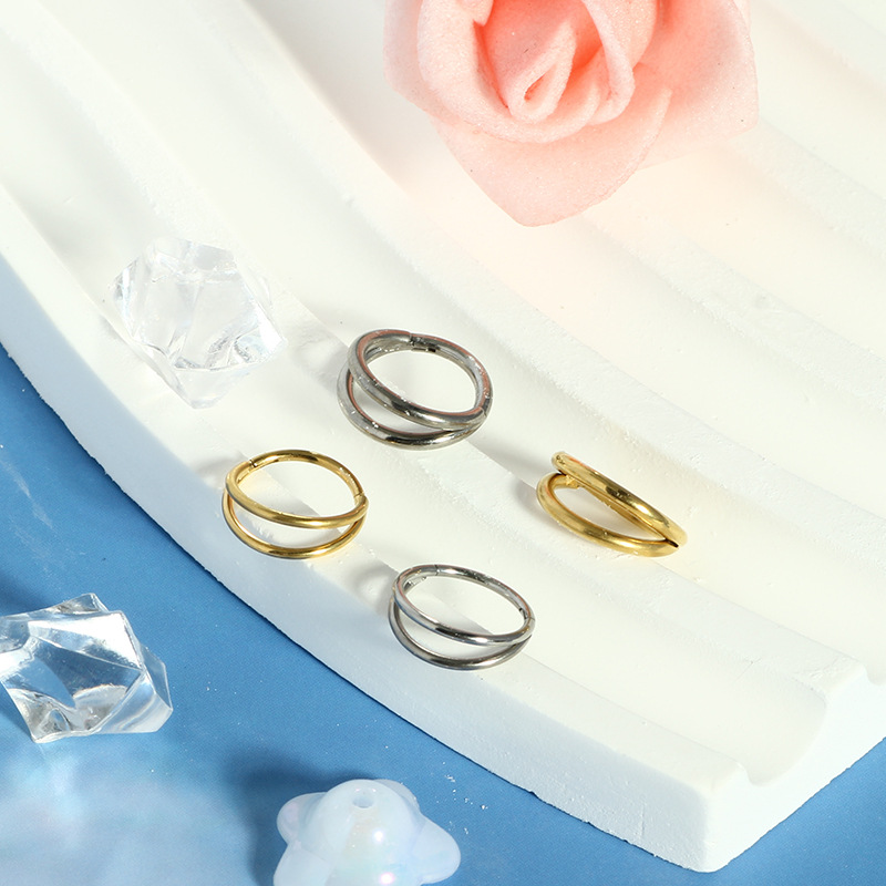 G23 Titanium Double-Layer Diamond Nose Ring Simple Open Nose Stud Piercing Jewelry detail image 6