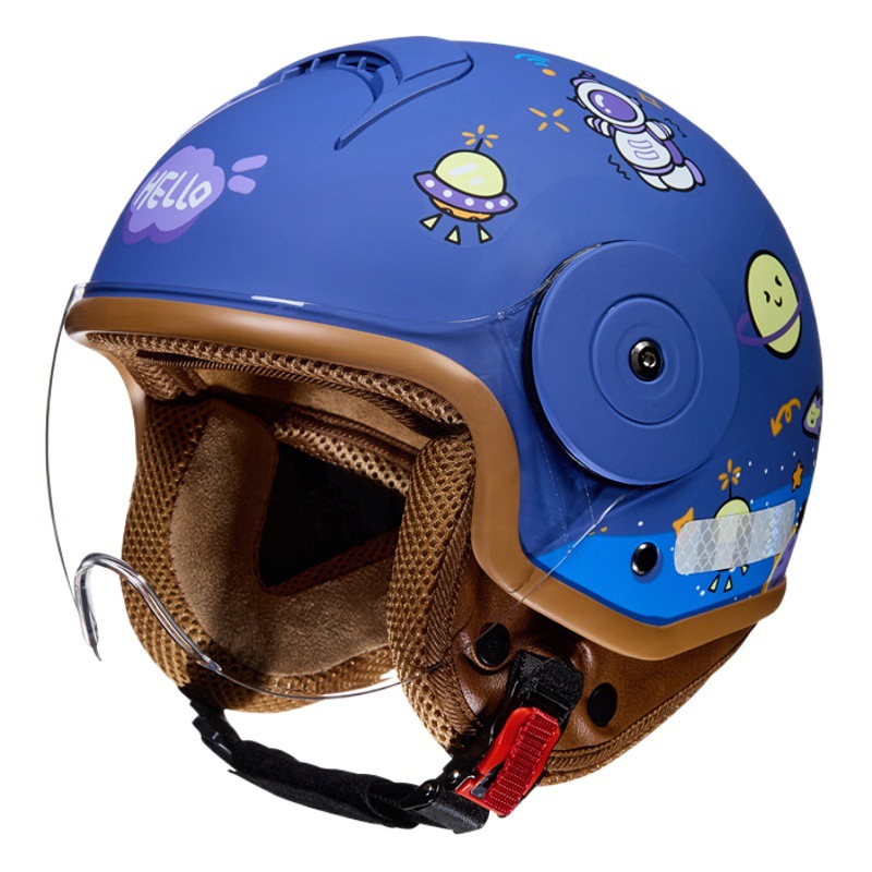 BYB nuevo estándar nacional clase A 3C certificado niños cuatro estaciones bebé casco de dibujos animados coche eléctrico casco de la motocicleta