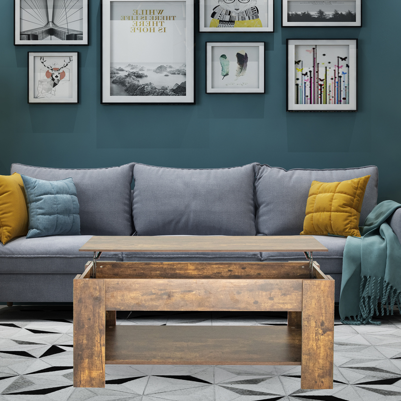 Mesa de té de Kung Fu de madera simple moderna sala de estar hogar mesa de té de elevación eléctrica mesa de té inteligente de moda Mesa integrada