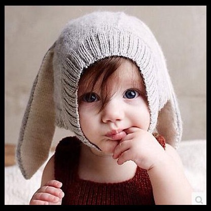 儿童长耳朵兔子帽子男女宝宝新款帽子婴儿小孩长耳朵针织套头帽
