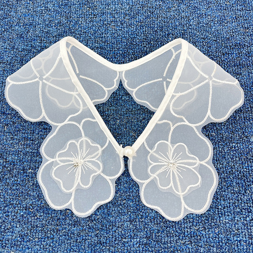 New white gold thread embroidery crystal beading small collar flower button women's clothing and children's clothing matching models wholesale