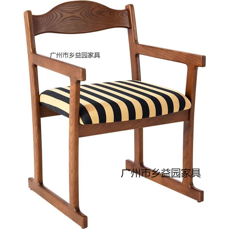 意式家具设计师实木中古餐椅书桌靠背化妆凳子复古休闲沙发单人椅|undefined