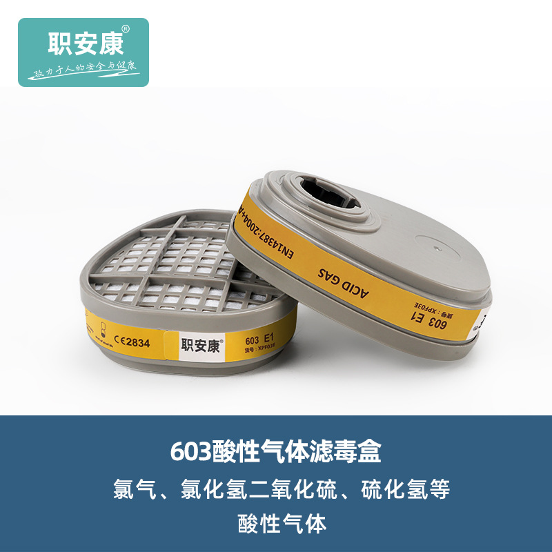 职安康603防酸性气体滤毒盒喷漆滤芯化工过滤盒搭配620面具使用