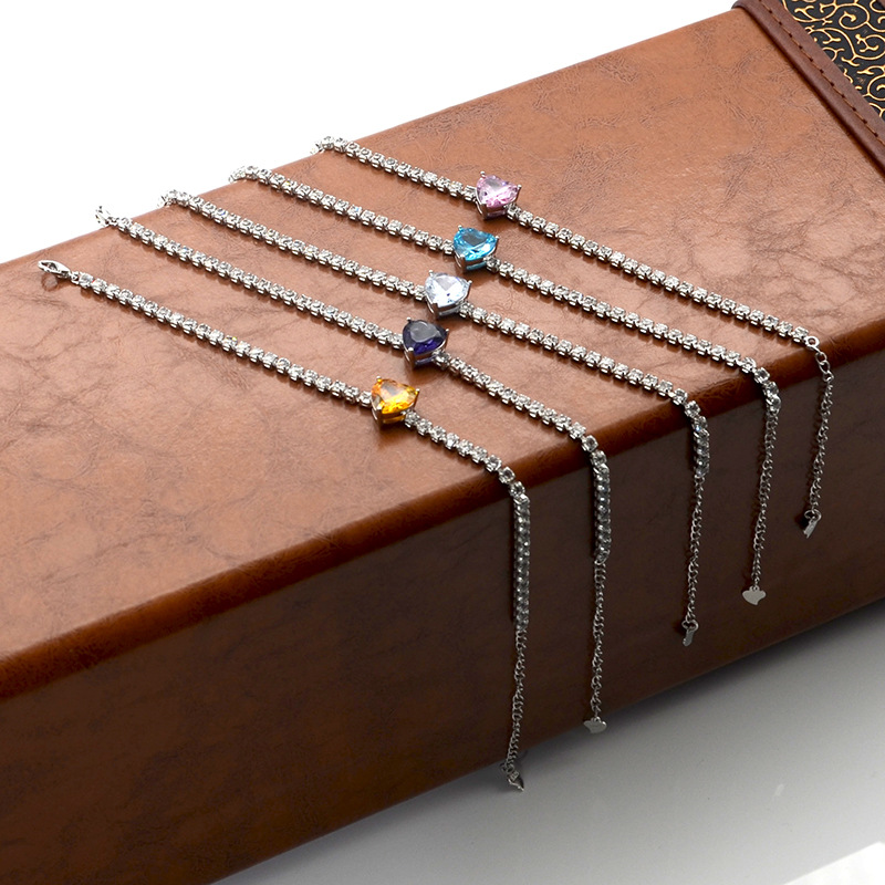 Fashion Heart Shape Copper Inlay Rhinestones Zircon Bracelets 1 Piece