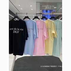 韓国越境ADLVカウンター春夏トレンドインクラシックレターシンプルカラーベーシックTシャツカップルスタイル