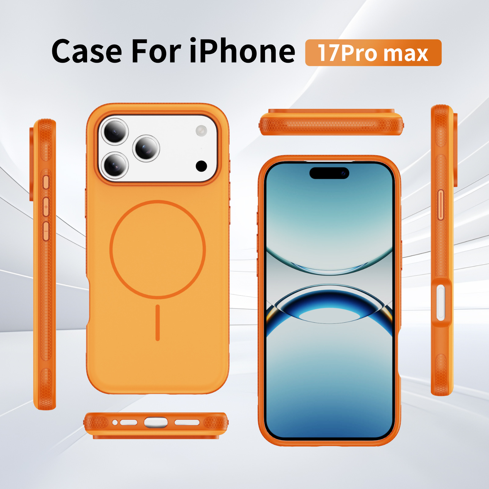 Anti-Slip Design Protective Cover Suitable for 17 Pro Max Skin-Feel Built-In Magnetic Ring Can Be Magnetically Attached to the Car Phone Case Armor