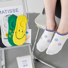 笑脸袜子女短袜棉浅口船袜防滑不掉跟隐形夏季薄款夏天夏款网红