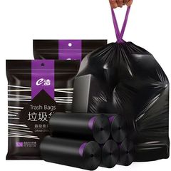 e-clean ゴミ袋ポータブル厚みのあるプラスサイズの家庭用キッチン使い捨て黒破れない巾着ビニール袋