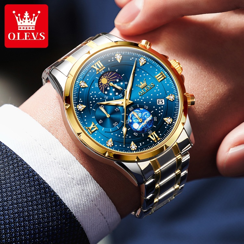 OLEVS Brand Watch With Diamond Inlaid Multifunctional Sports Timing Quartz Watch, Student Watch, Men's Watch_voghion.com