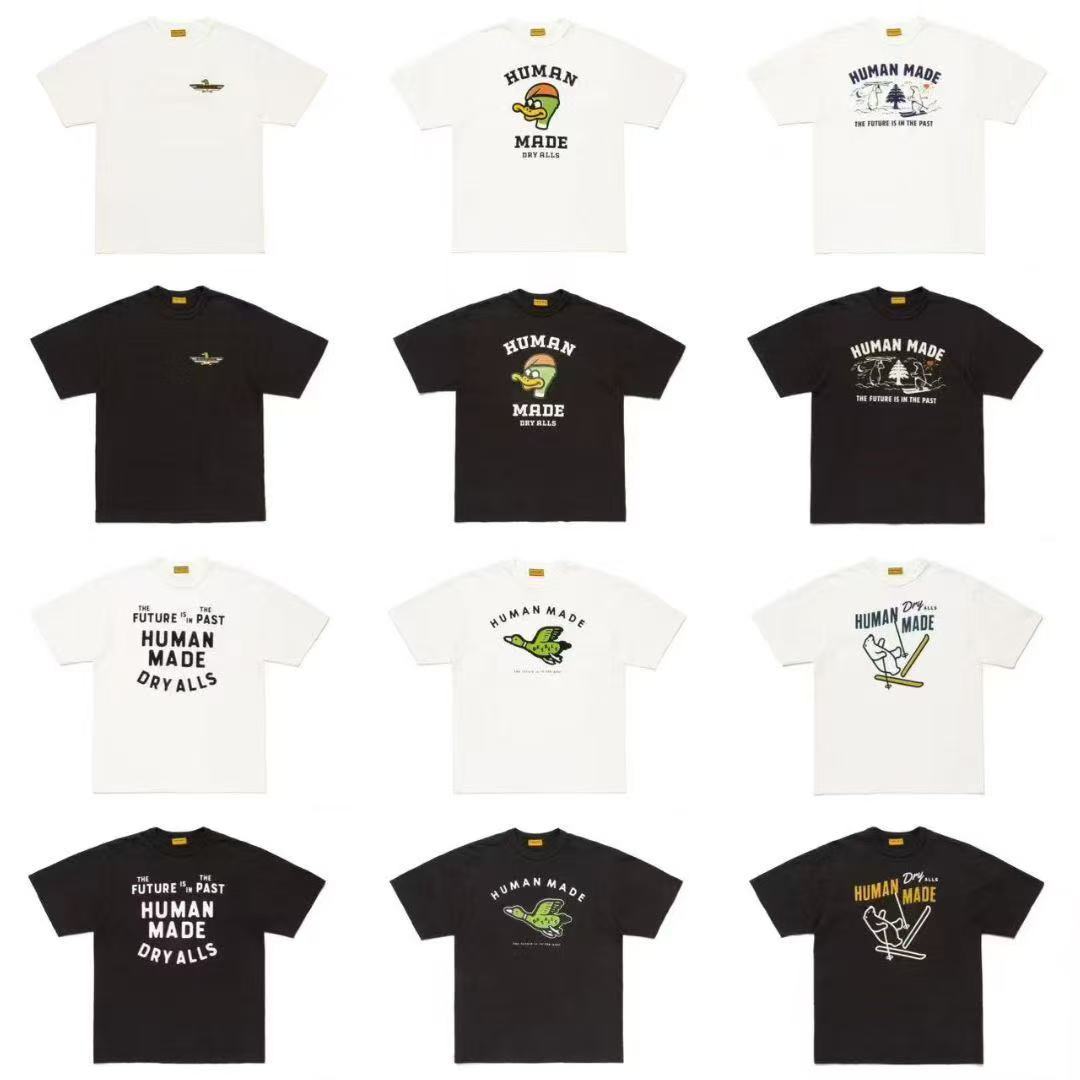 Japanese retro bamboo cotton cartoon T-shirt with a round collar
