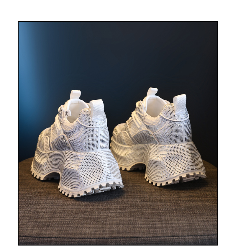Giày sneaker nữ đế dày phối đá đính đầy mặt lưới thoáng khí — Xám bạc chi tiết 18