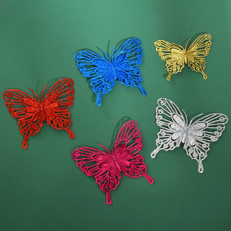 Color Single Layer Simulation Silk Flower Butterfly Christmas Butterfly Wall Stickers Decorations Party Decoration Wedding Decoration Accessories