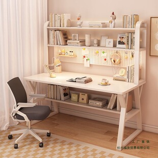 Computer Desk Hole Desk Bookshelf Integrated Home Student Desktop Study Table Writing Combination Table Office Desk