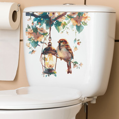 卡通春天浪漫花鳥鳥籠兒童臥室馬桶家居裝飾牆貼貼紙自粘批發跨境