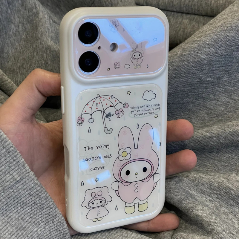 Cute Raincoat Miffy Blue Light Large Window Suitable for Apple 17 Phone Case Ip16 Fine Hole 15 Two-In-One 14 Female 13