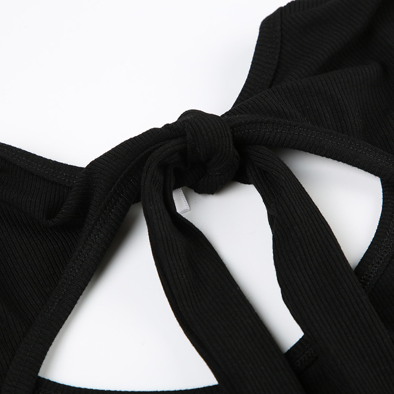 Summer Backless Drawstring Strap Sports Short Sleeved Jumpsuit Pleated Sexy Jumpsuit