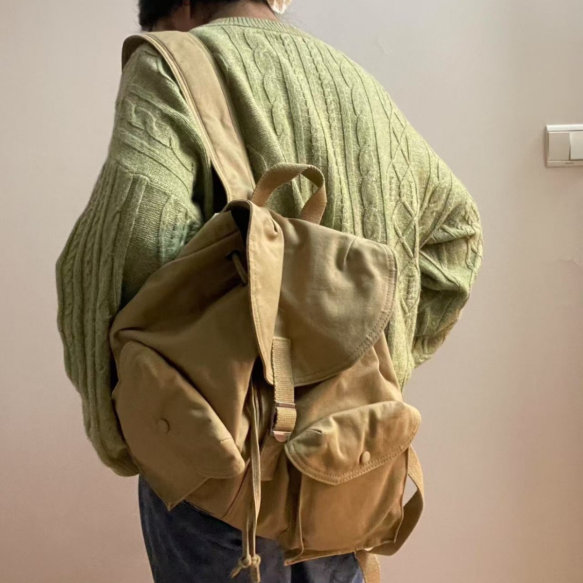 Mochila de lona de alta calidad RLRaf para hombres y mujeres, mochila de gran capacidad, mochila de vaqueros de viaje.