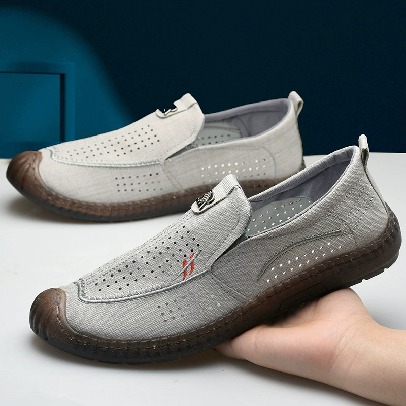 2023 летняя новая повседневная мужская обувь на мягкой подошве, универсальная дышащая модная обувь для вождения, рабочая обувь, Мужская парусиновая обувь