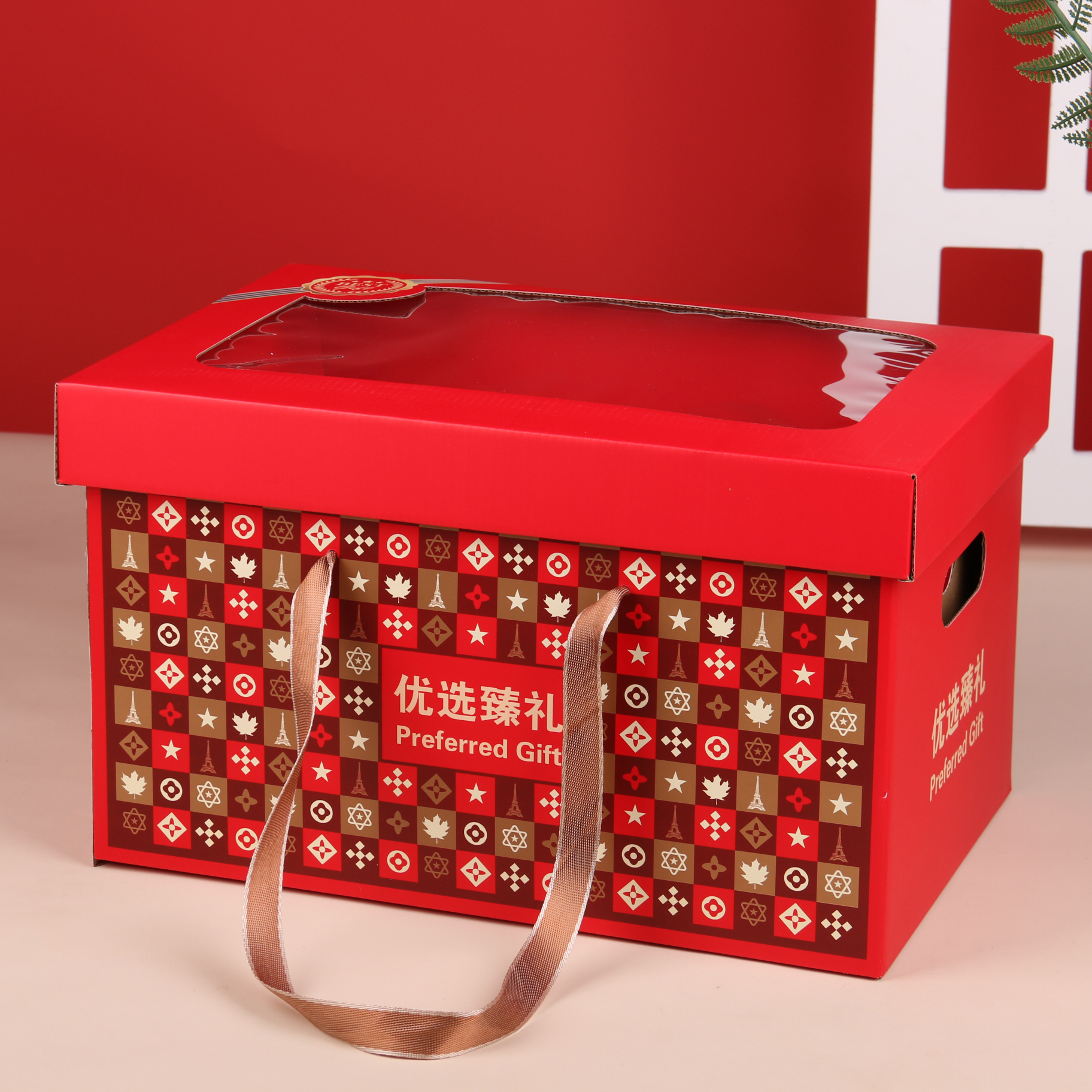 2024 nueva caja cuadrada de alimentos de importación caja vacía caja de regalo de Año Nuevo portátil bocadillos frutas secas personalizadas