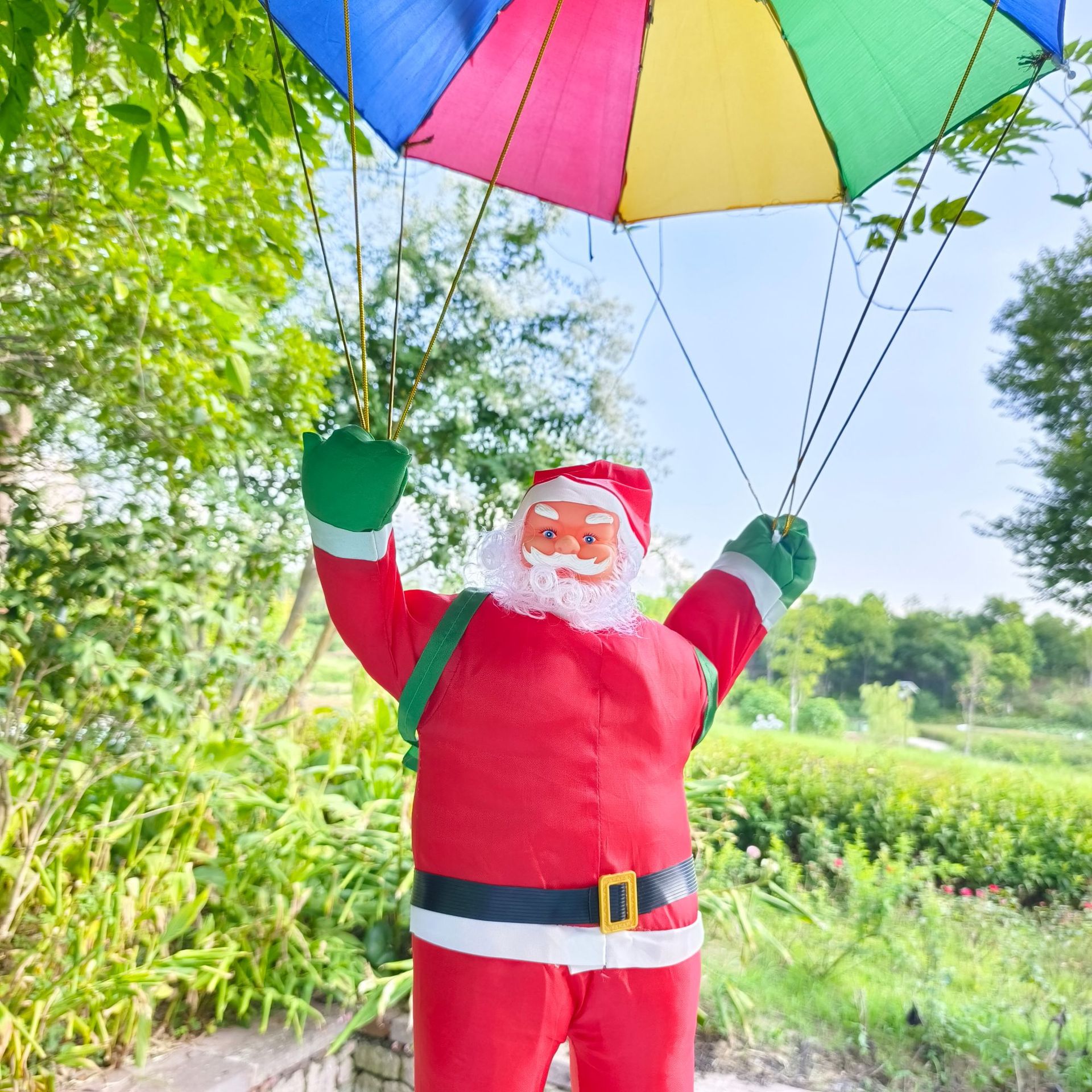 Paracaídas navideñas transfronterizas Santa Claus paracaídas Navidad Supermercado Decoración del hogar Colgante personalizado