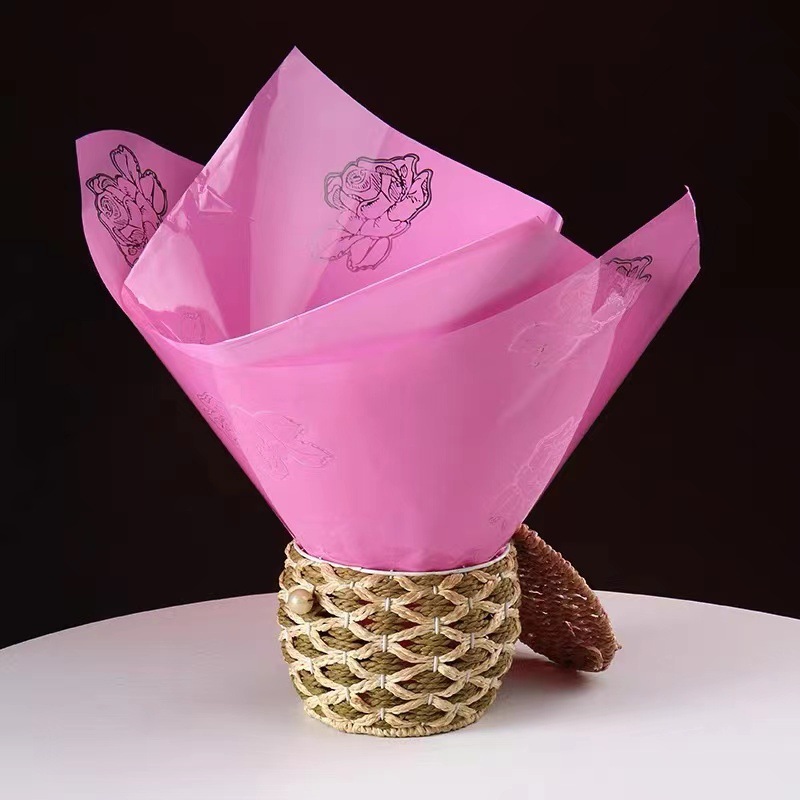 Lizhiran gran celofán esmerilado a prueba de agua tablero de luz gran rosa apertura canasta de flores papel plástico canasta de frutas papel translúcido