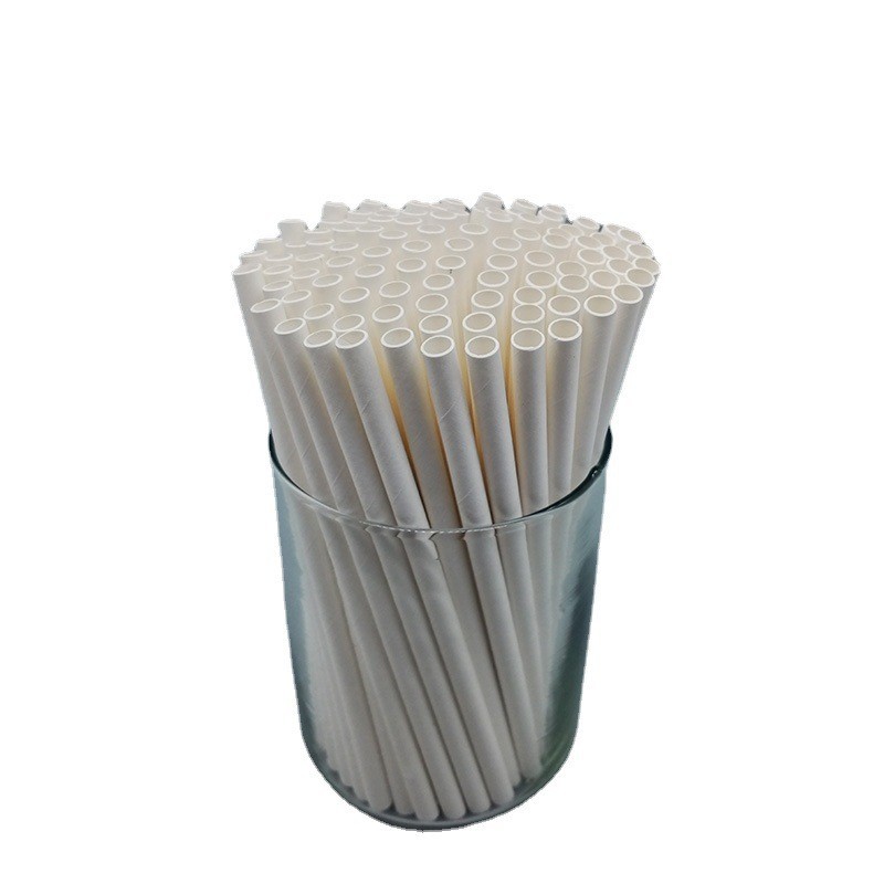 6*145mm paja corta desechable degradable papel Kraft boca plana tubo recto corto café bebida partido paja de papel