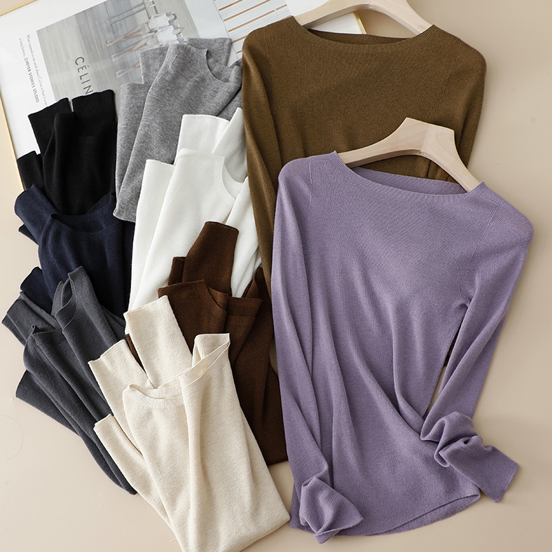 Shimadzu Full Shaped Seamless One-Neck Long Sleeve Knitted Silk Cashmere Blend 80 Packs Double Strand Superfine Worsted 18 Pins