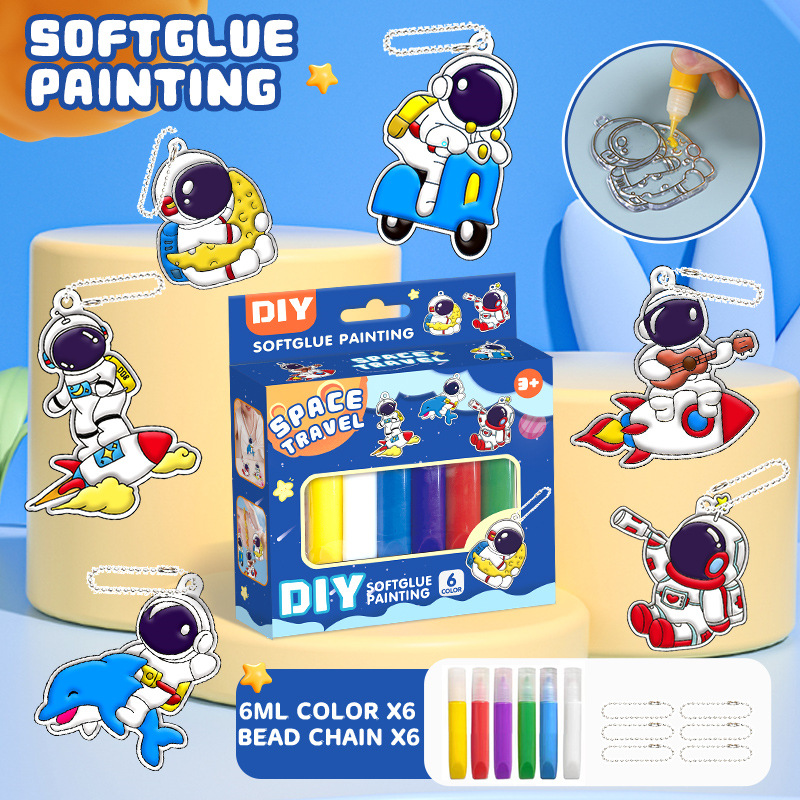 Juguetes de pintura de pegamento sin hornear llavero pintado a mano para niños graffiti tridimensional placa de cristal dibujos animados colgantes regalos de Navidad