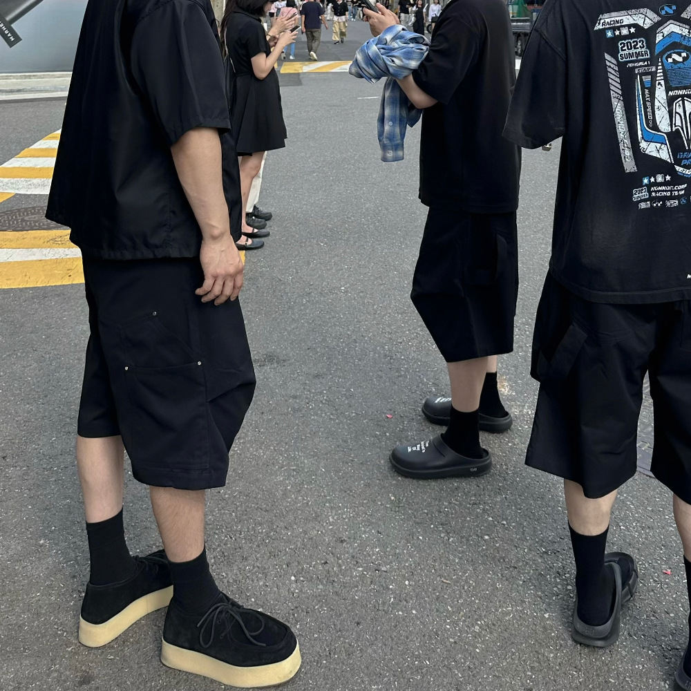 NONNOD Alpine carpinter shorts diseño estereoscópico de color sólido herramienta de madera pantalones cortos casuales