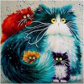 彩色猫咪钻石画套件DIY十字绣满钻动物装饰 厂家直销图片定个做画