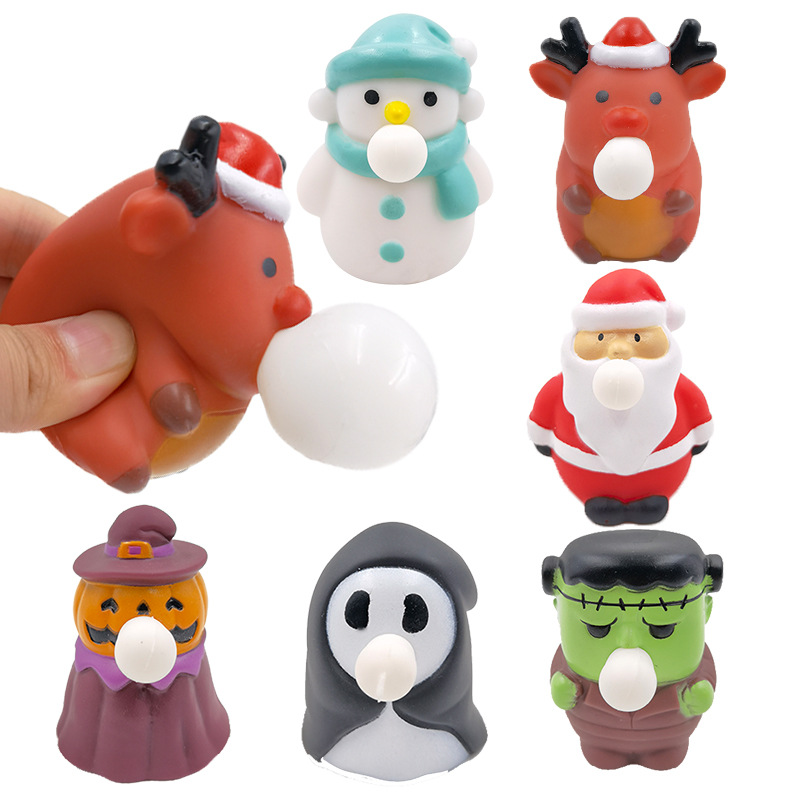 Christmas Halloween Bubble Decompression Squeezing Toy Duck Bubble Blowing Baby Dinosaur Squeezing Toy Vent Decompression display picture 1