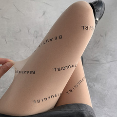 Black stockings, female sexy letter stockings, summer thin polka dot pantyhose, bare leg artifact, spring and autumn black fishnet stockings