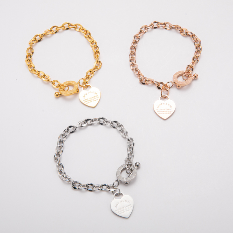 16g Weight Bracelets Classification 1 Piece Fashion Heart Shape Titanium Steel Plating Bracelets