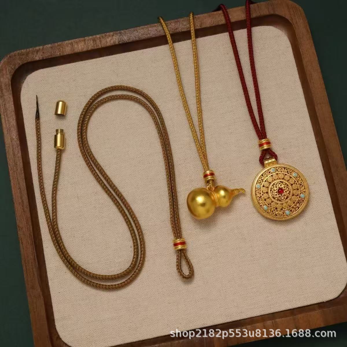 Braided Rope Gold Store Same Style Braided Rope High-End Rope Advanced Necklace Rope with Sand Gold Pendant Lanyard Unisex