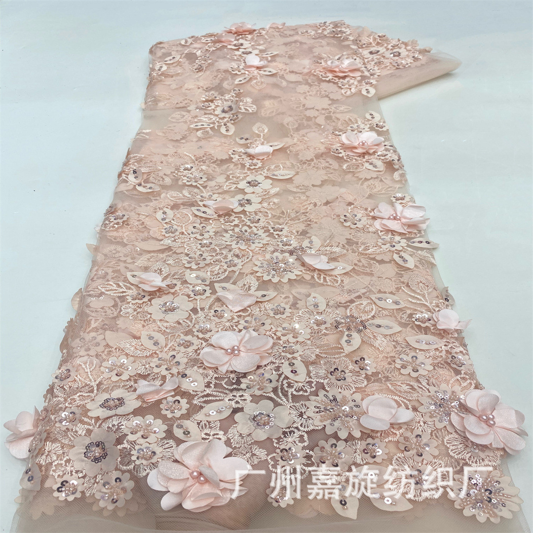 Nuevas hojas láser estereoscópicas flores + cristal blanco con vestido de boda francés de alta gama tela de flores de alquiler image 3
