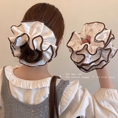 韩系温柔小清新甜美少女碎花黑色木耳边大肠发圈森系文艺新款发饰