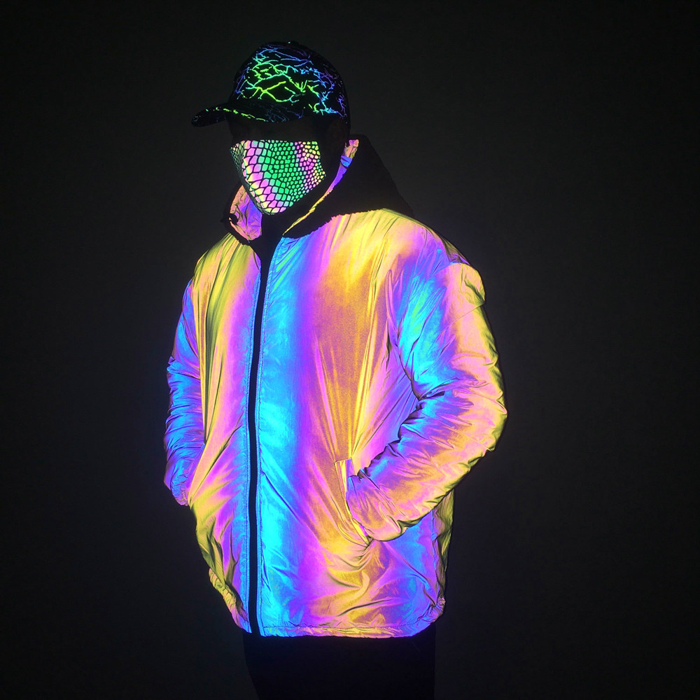 Pánské oblečení, funkční styl, oboustranné nošení z jehněčí kůže, barevná reflexní bunda pro muže a ženy, zesílený kabát velké velikosti_voghion.com