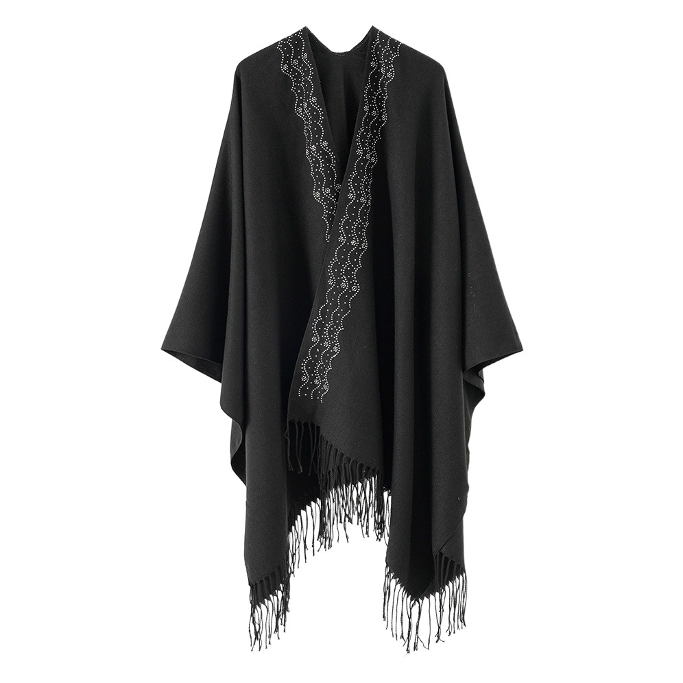 Cachemira-como chal negro chal bufanda decorativa simple Cabo cálido chal Otoño e Invierno