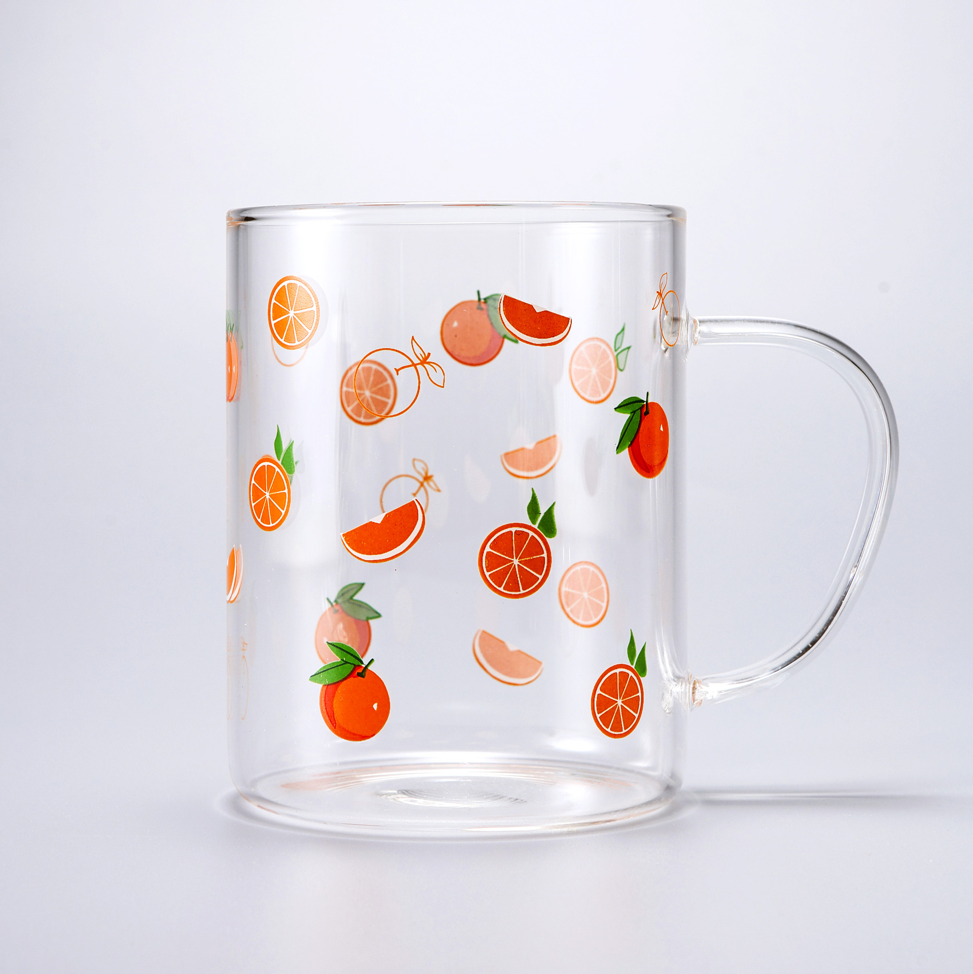 Spot al por mayor impresión de tazas de vidrio resistente al calor comedor doméstico con mango de tazas de vidrio tazas de leche tazas de desayuno impresión LOGO