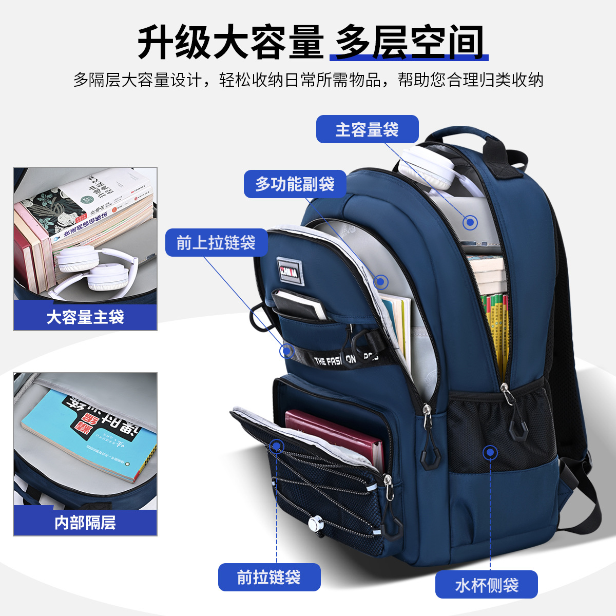 Mochila escolar de gran capacidad para estudiantes de secundaria y preparatoria de moda coreana, mochila simple y versátil, mochila de viaje ligera