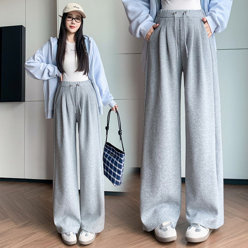 孕妇一体裤新款运动裤春秋孕妇阔腿直筒休闲宽松型常规孕妇卫裤子|undefined