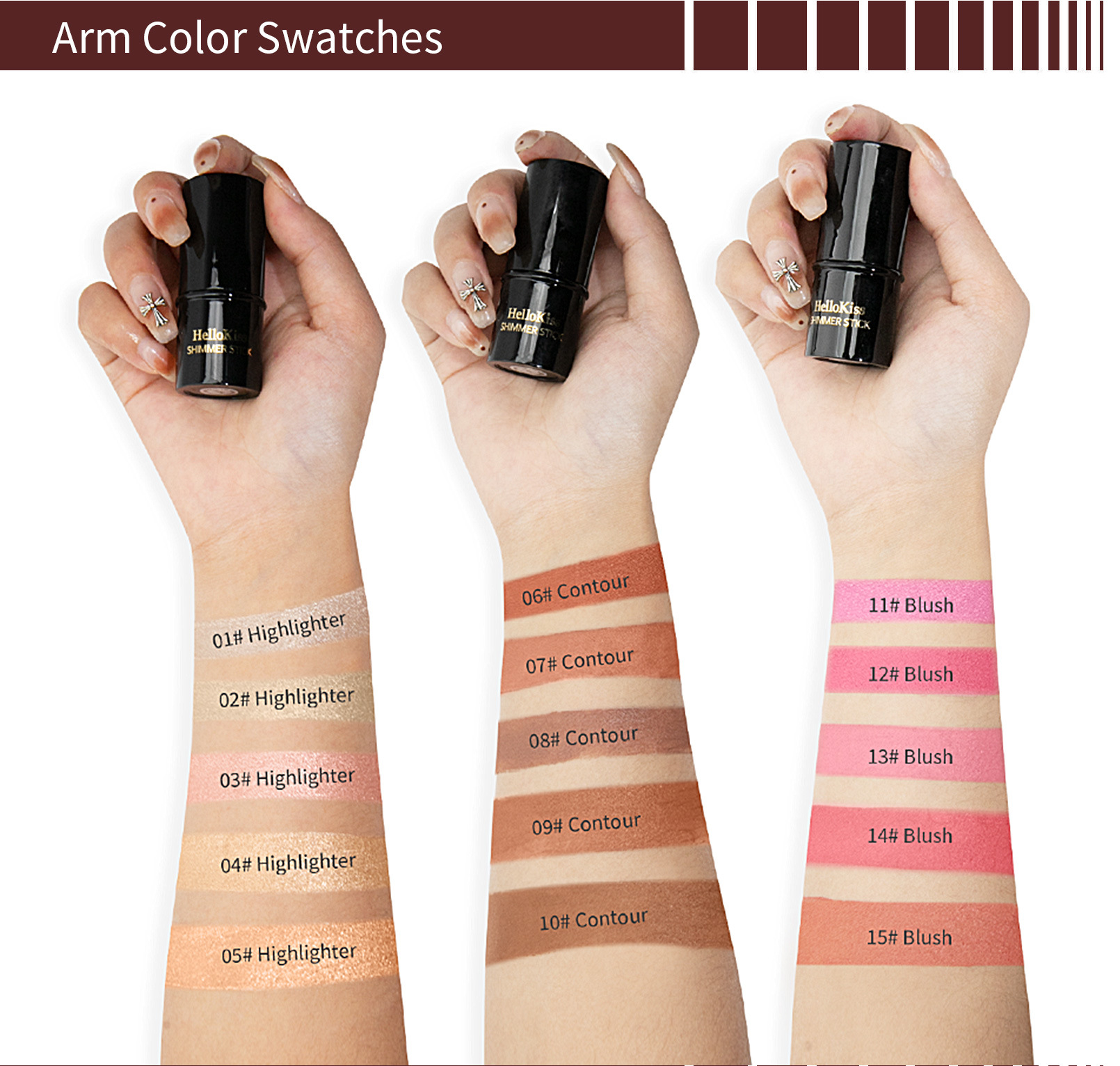 HelloKiss Highlight Brightening Contouring Stick Three-dimensional Face Base Multi-color Highlight Shadow Concealer Pen Makeup undefined